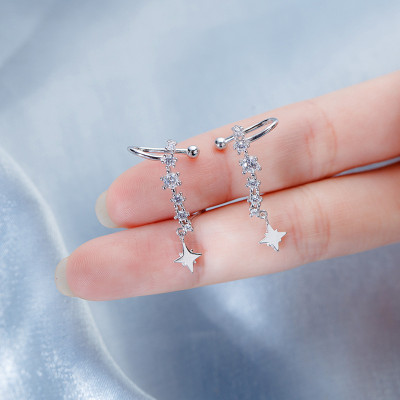 Bông tai kẹp vành tai S925 đính đá 