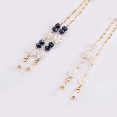 Dây đeo gọng kính hoa hồng hạt cườm đen trắng mix ấn tượng phụ kiện team 4 mắt hot trend 