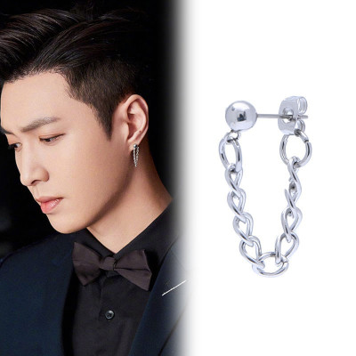 Khuyên tai xích trước sau basic phong cách đường phố