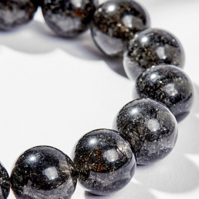 Vòng Tay Phong Thủy Nam Đá Thạch Anh Tóc Đen Phối Charm Cầu Bạc (12mm) Mệnh Thủy, Mộc Ngọc Quý Gemstones 