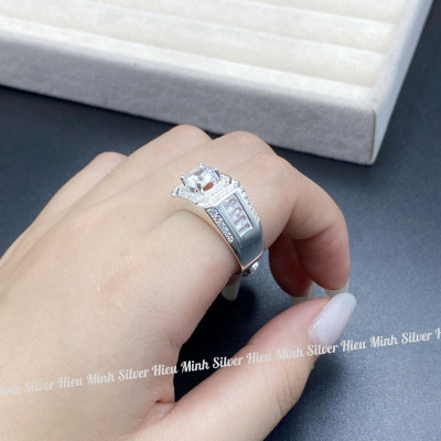  Nhẫn Nam Bạc Ta Đính Đá Cao Cấp Bạc Hiểu Minh NA040 