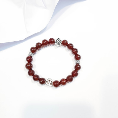Vòng tay mệnh Hỏa , Thổ đá Garnet charm Om và Đồng Tâm