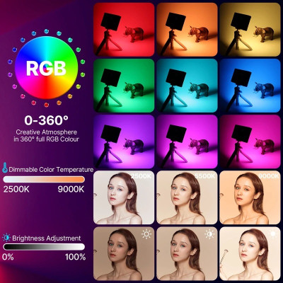 Đèn LED Đổi Màu RGB (2500K-9000K) - Đèn trợ sáng tích hợp 20 loại hiệu ứng ánh sáng động độc đáo Ulanzi LT002 RGB - Hàng Nhập Khẩu