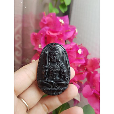 Mặt Dây Chuyền Bất Động Minh Vương Độ Mệnh Nam Tuổi DẬU  Chất liệu đá mã não đen Hợp Nam mệnh Thủy, mệnh Mộc  Size nam C53mm x N39mm x S11mm ạ