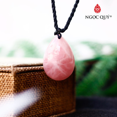 Mặt dây chuyền hình giọt nước thạch anh hồng đậm - Ngọc Quý Gemstones