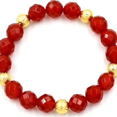 Vòng tay thạch anh đỏ cắt giac 10 ly MV11