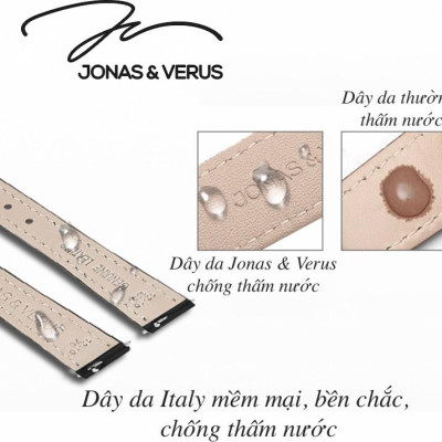 Đồng hồ đeo tay Nữ hiệu JONAS & VERUS X01647-Q3.GGWLB, Máy Pin (Quartz), Kính sappire chống trầy xước, Dây Da Italy