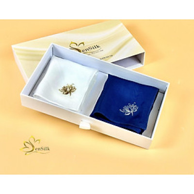 Handkerchief Hand Embroidery 100% Silk - SET 2 CÁI Khăn Tay Thêu SenSilk 35x35cm - Quà Tặng Handmade - Khăn Lụa Tơ Tằm Việt Nam