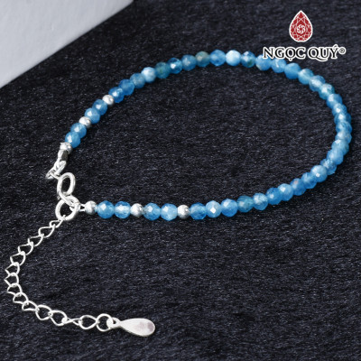 Vòng tay đá amazonite hạt mini khóa bạc mệnh thủy , mộc - Ngọc Quý Gemstones