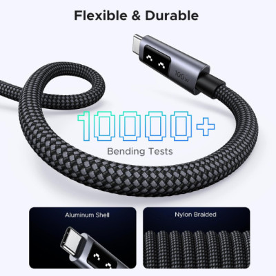 Cáp sạc nhanh USB Type C 100W 5A có đèn led Ugreen 45612 (Dài 0.5m) - Hàng chính hãng