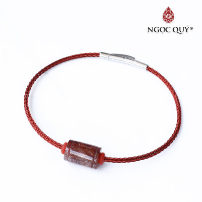 Vòng tay dây thép lu thống đá thạch anh tóc đỏ mệnh hỏa, thổ - Ngọc Quý Gemstones