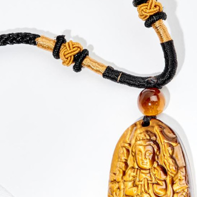 Mặt Dây Chuyền Thiền Thủ Thiên Nhãn Bồ Tát Đá Mắt Hổ ( 3.6 x 2.3 cm) Ngọc Quý Gemstones