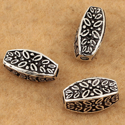 Combo 2 cái charm bạc hình chữ nhật họa tiết hoa văn xỏ ngang - Ngọc Quý Gemstones