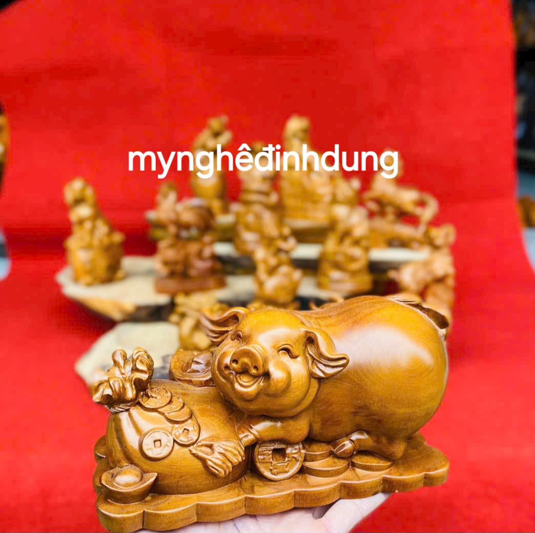 Bộ tượng 12 còn giáp phong thủy bằng gỗ bách xanh thơm nức cao 20cm