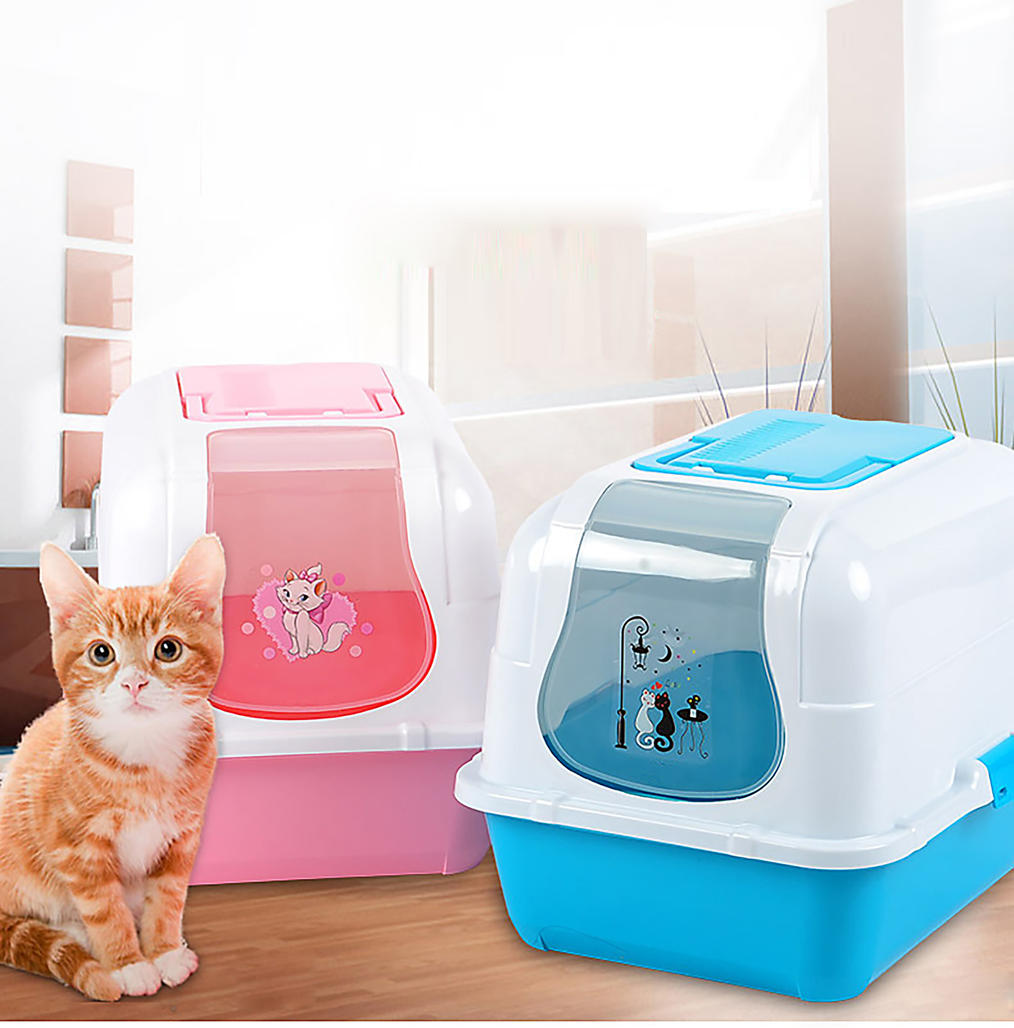 Nhà vệ sinh cho mèo loại hộp kín có lọc khí không mùi (nhiều tùy chọn)