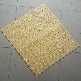 Bộ 10 Tấm Xốp Dán Tường 3D Giả Gạch Vàng Kem 70cmx77cm