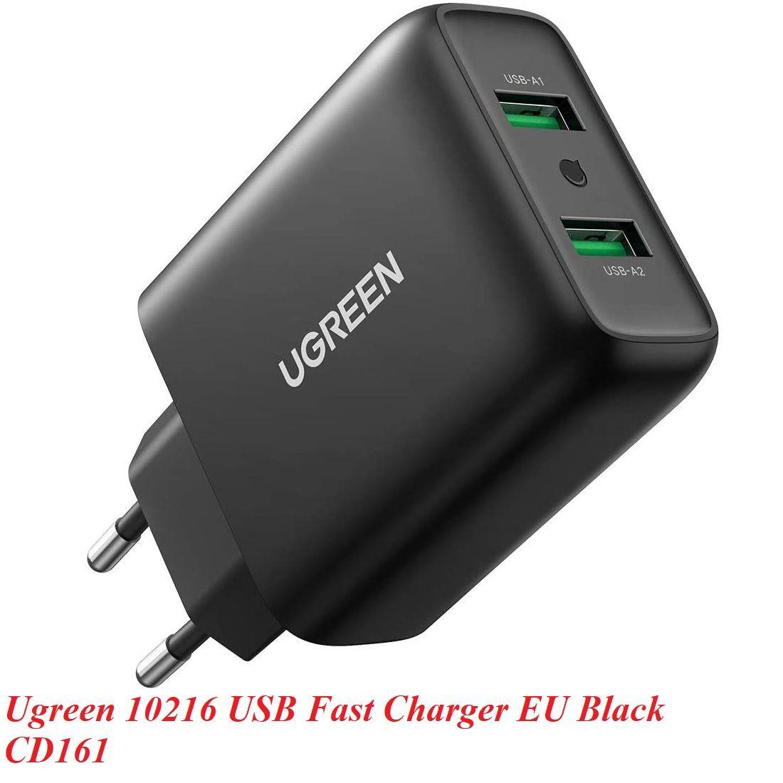 Ugreen UG10216CD161TK 36W QC3.0 2 cổng USB màu Đen Củ sạc nhanh - HÀNG CHÍNH HÃNG