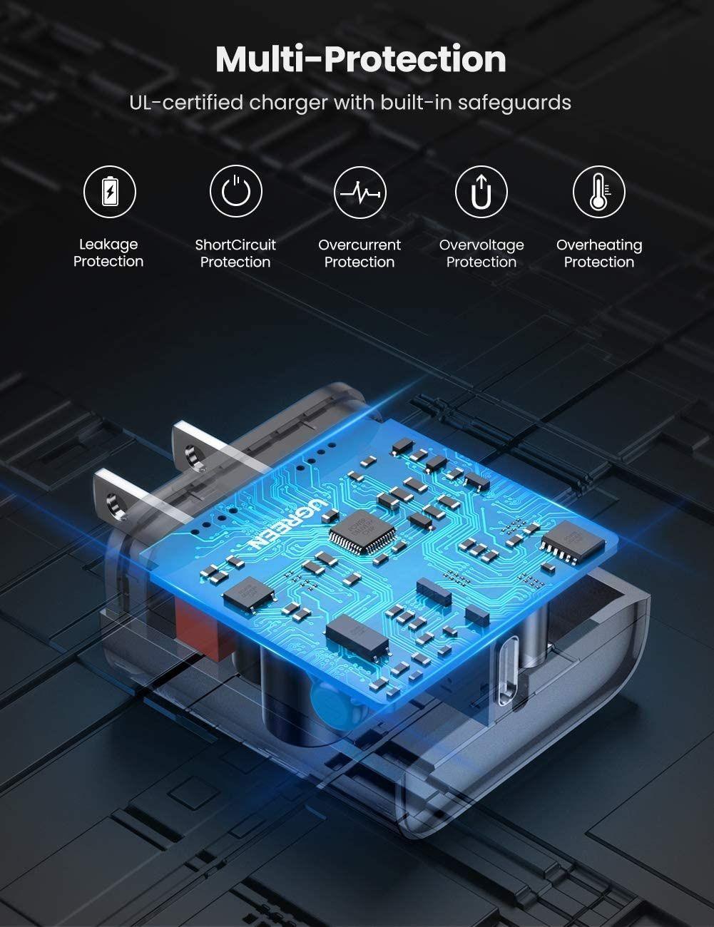 Ugreen UG10184CD137TK 18W PD3.0 usb type c màu đen sạc nhanh chuẩn US ABS plastic - HÀNG CHÍNH HÃNG