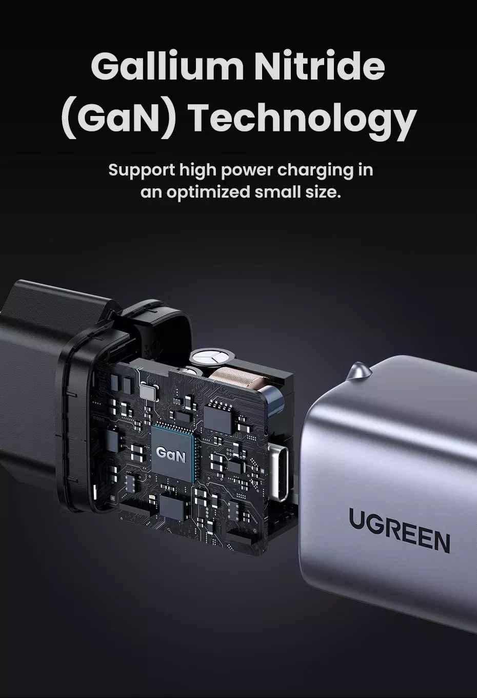 Ugreen UG15329CD319TK 30W Bộ sạc nhanh Nexode GaN USB Type-C PD3.0 qc4.0 Màu Trắng chuẩn cắm US - HÀNG CHÍNH HÃNG