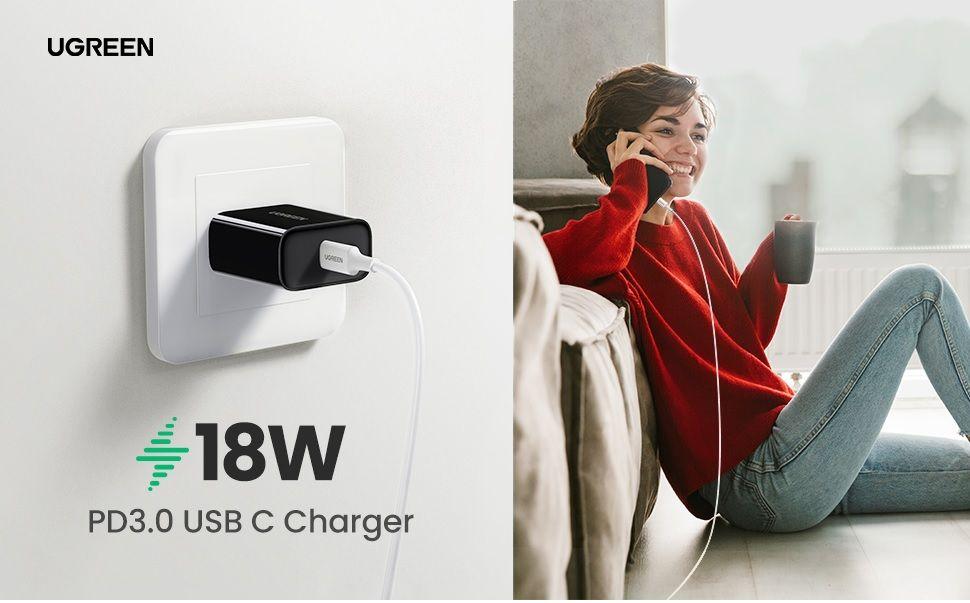 Ugreen UG10184CD137TK 18W PD3.0 usb type c màu đen sạc nhanh chuẩn US ABS plastic - HÀNG CHÍNH HÃNG