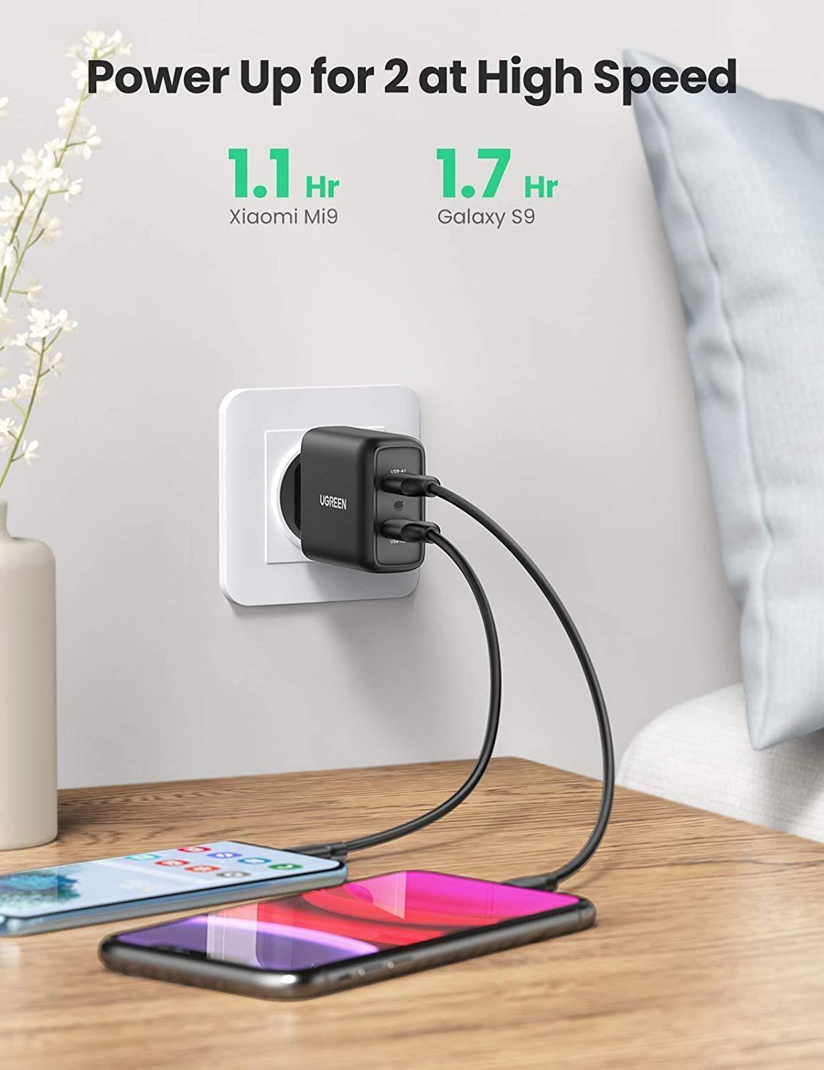 Ugreen UG10216CD161TK 36W QC3.0 2 cổng USB màu Đen Củ sạc nhanh - HÀNG CHÍNH HÃNG