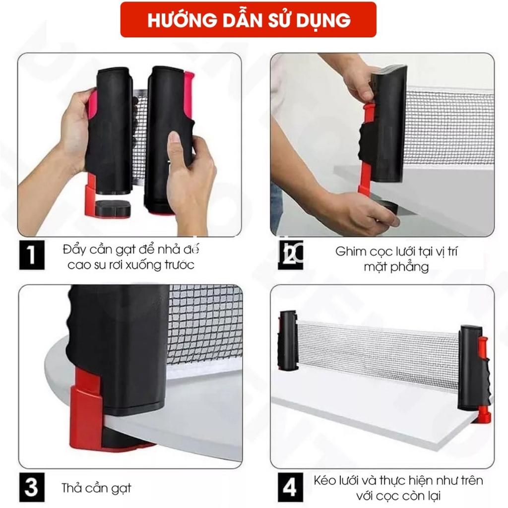 Trụ Lưới Bóng Bàn Rút Gọn Chính Hãng dododios Chất Liệu ABS Cao Cấp Chiều Dài Điều Chỉnh Tới 1,7m Vừa Bàn Bóng Bàn