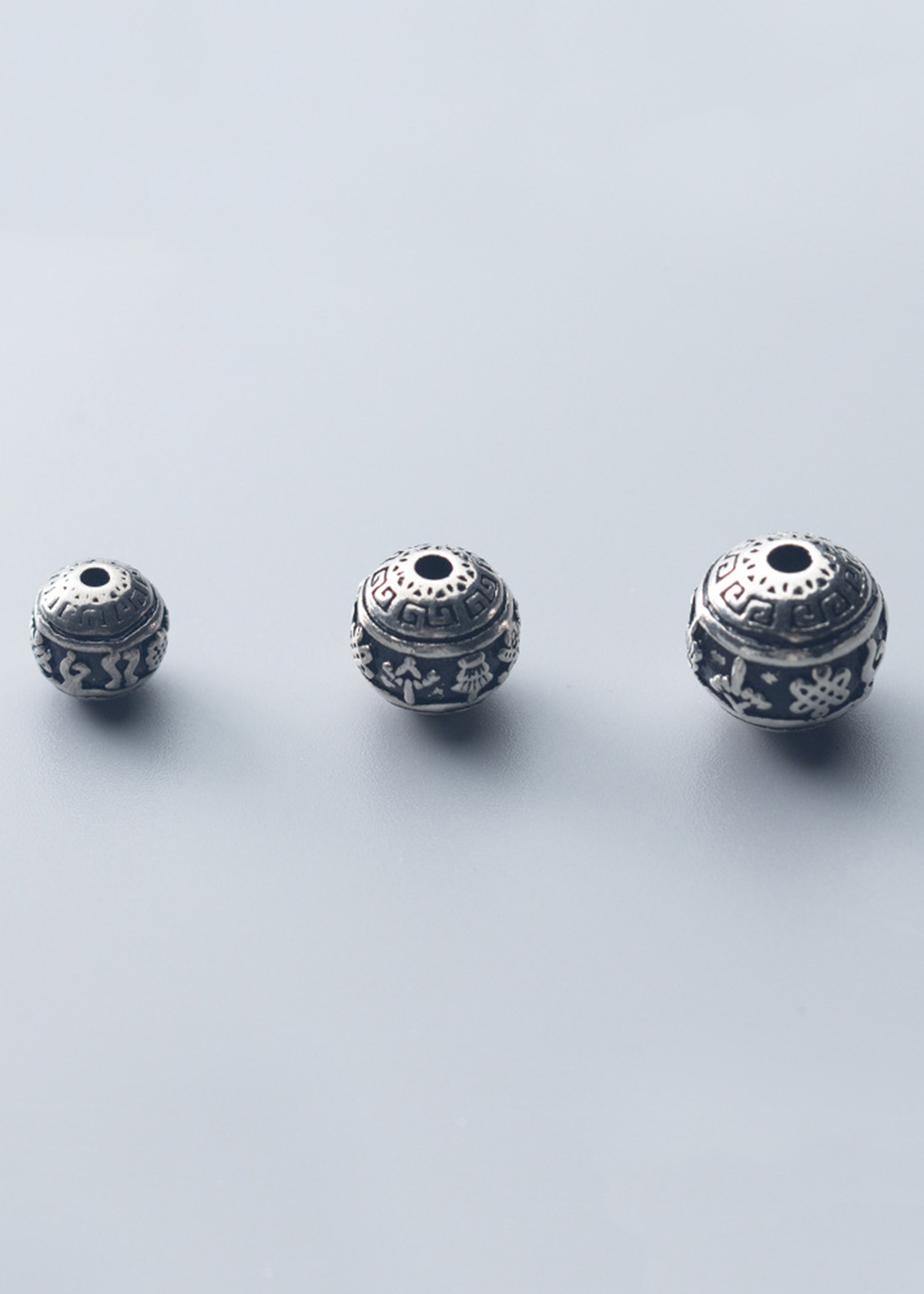 Charn bạc hình cầu họa tiết xỏ ngang - Ngọc Quý Gemstones