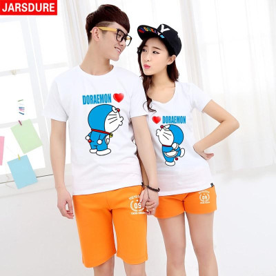 Áo thun cặp đôi in hình DOREMON xinh xắn form rộng vải dày mịn