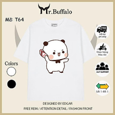 Áo đôi , áo thun cặp nam nữ tay lỡ Unisex Gấu Trắng Gấu Nâu form rộng vải cotton T64T65- Mr.Buffalo
