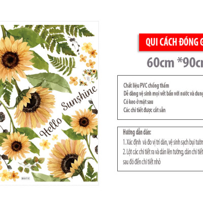 Sticker Giấy Dán Tường Decal Dán tường Mẫu Hoa Lá Cực Xinh ZH017