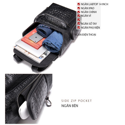 Balo nam DA BÒ THẬT, balo laptop phong cách mới – BEE GEE BLND9068