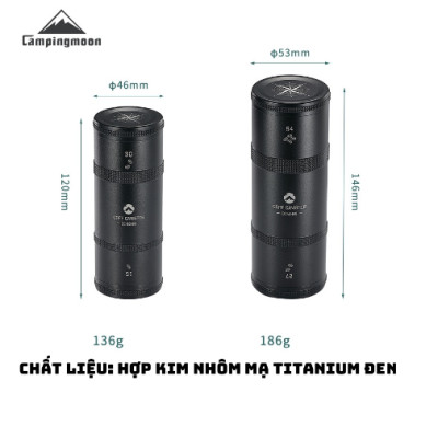 Hộp đựng trà, cà phê hợp kim nhôm mạ titanium đen Campingmoon CC-50-BK/ CC-51-BK