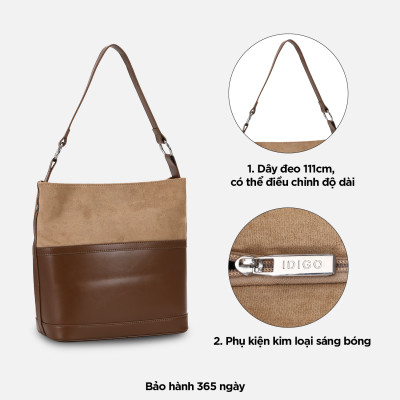 Túi đựng tài liệu A5 IDIGO FB2 - 5060, túi xách nữ công sở phom đứng phối nhung mềm mại