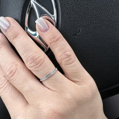 Nhẫn Vàng Trắng 14K Đính Kim Cương