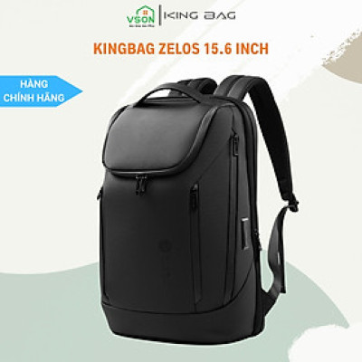 Balo laptop 15” KINGBAG ZELOS thời trang, tích hợp cổng USB đa dụng, vải trượt nước, màu đen - Hàng chính hãng