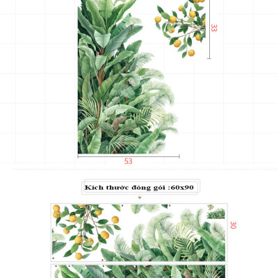 Sticker Giấy Dán Tường Decal Dán tường Tranh Dán Tường Trang Trí Tường Mẫu Cây Cảnh Trong Nhà ZDB-2488