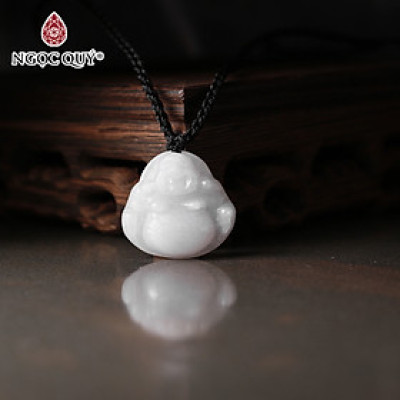 Mặt dây chuyền phật Di lặc đá bạch ngọc mệnh thủy kim - Ngọc Quý Gemstones