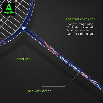 Vợt cầu lông siêu nhẹ khung carbon cao cấp Agnite - Kèm bao đựng cao cấp - 1 chiếc - Hàng chính hãng - F2115