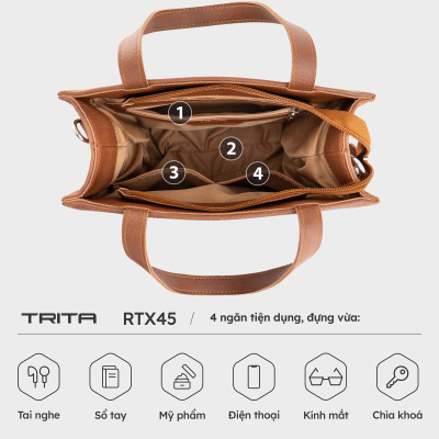 Túi Trita ( Thời trang nữ kiểu dáng đơn giản cỡ trung - Túi xách da RTX45 )