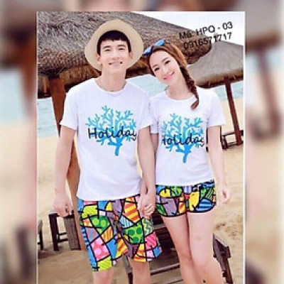 Đồ đôi đi biển so cute Chất vải đẹp (giá 1 bộ luôn quần và áo)