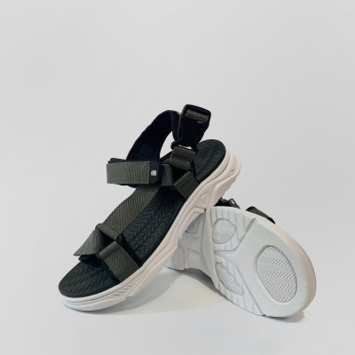 Giày Sandal Nam The Bily Quai Chéo - Đế Trắng Lót Đen Màu Xám BLDTMD01