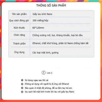 Khăn Lau Kính Nano Hộp 100 Miếng Giấy Lau Kính Chống Bám Hơi Nước, Lau Sạch Vân Tay Bụi Bẩn