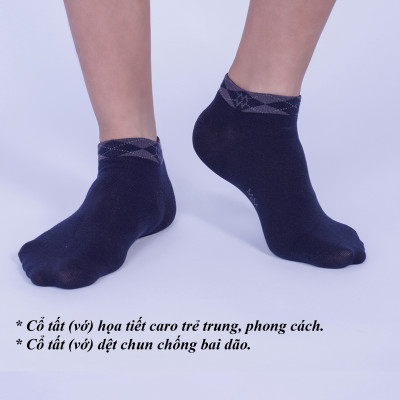 Hộp 5 đôi tất vớ nam cổ ngắn kẻ caro MRM Manlywear - cùng màu, chất liệu sợi cotton êm chân, mềm mại thoáng mát, chống hôi chân