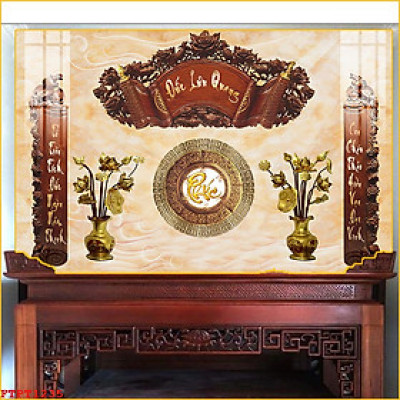 Tranh Decal Dán Tường Phòng Thờ Tổ Tiên,Cửu Huyền Thất Tổ,Phúc Lộc Thọ Nhiều Kích Thước-Tranh Đại Long Sài Gòn