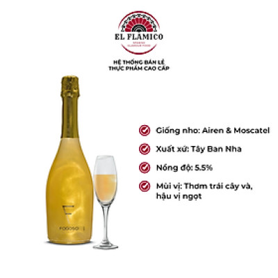 Rượu vang sủi Tây Ban Nha Sparkling Fogoso Oro 750ml (5.5%)