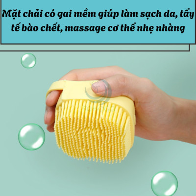 Bàn Chải Tắm Silicon 2 Trong 1 Tạo Bọt & Massage Toàn Thân-Bàn Chải Tắm Silicon Có Ngăn Chứa Sữa Tắm Thông Minh-Dụng Cụ Chà Lưng, Làm Sạch Cơ Thể Silicon Mềm Mại-Bàn Chải Tắm Cho Bé Và Người Lớn – Silicon Mềm, An Toàn