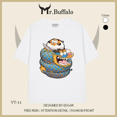 Áo thun tay lỡ Hổ béo và rồng cute Mr.Buffalo