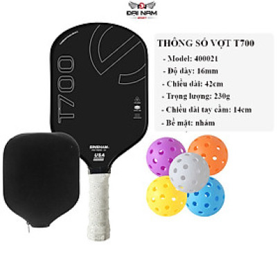 Vợt Pickleball Mặt Nhám T700 Cacbon Siêu Bền, Đồ Dày Vợt 16mm Đại Nam Sport + Tặng Kèm Túi Chống Sốc Và 4 Bóng