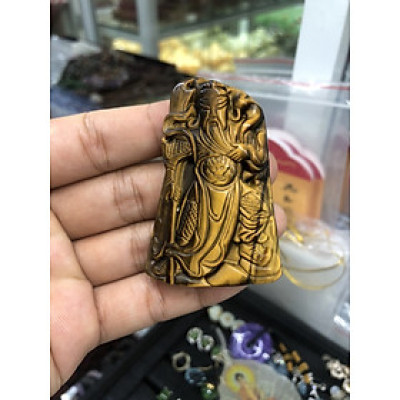 Mặt dây chuyền Quan Công phong thủy đá mắt hổ