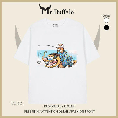 Áo thun tay lỡ Hổ béo và rồng cute Mr.Buffalo